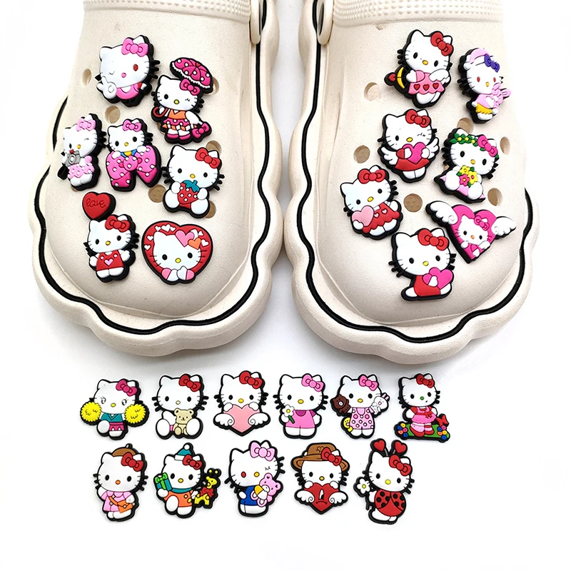 2/5/10Pcs New Sanrio HelloKitty PVC Shoes Buckle Charm Pins For Shoes Girls Decoration Shoes Accessories Women Gifts