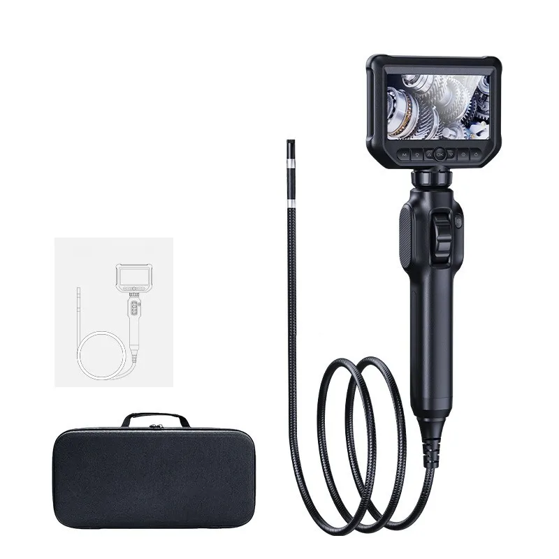 Portable Handheld Endoscope with 4.3 Inch Screen 360 Degree Steering HD Inspection Camera Flexible Borescope for Pipe Plumbing
