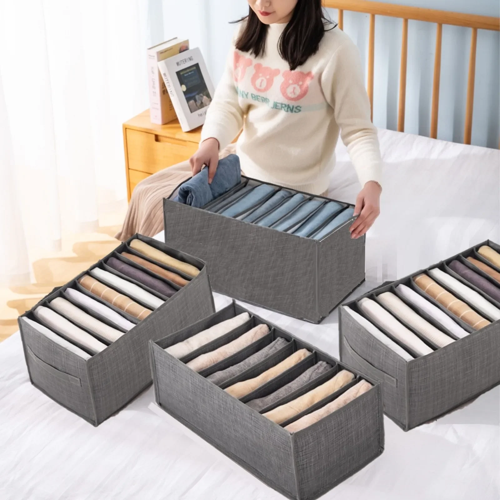 

Fabric Bedroom Closet Organizer Pants T-shirt Baby Drawers Organizer Boxes Save Clothes Separator Wardrobe Storage Organization