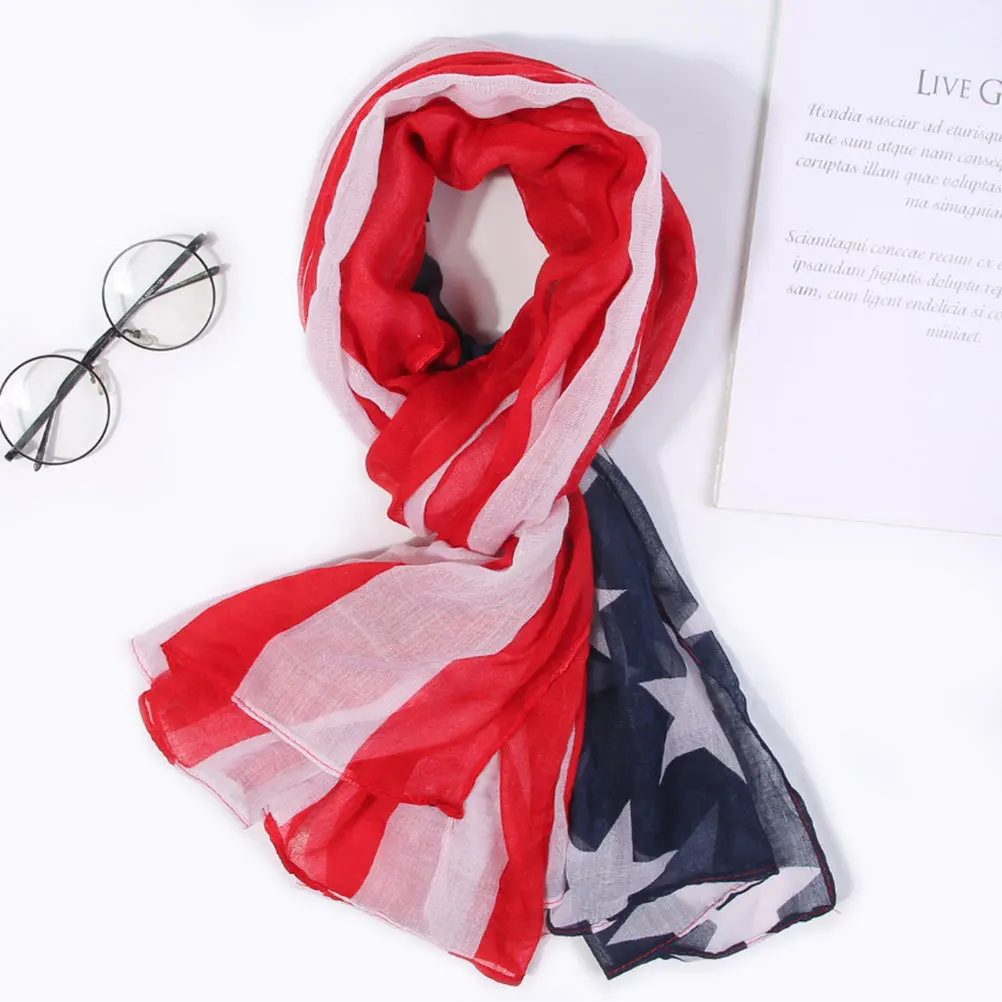 

American Flag Printed Scarf Premium Fashion Shawl for Women Versatile Colorful Design All Season Wear Gift Accessory