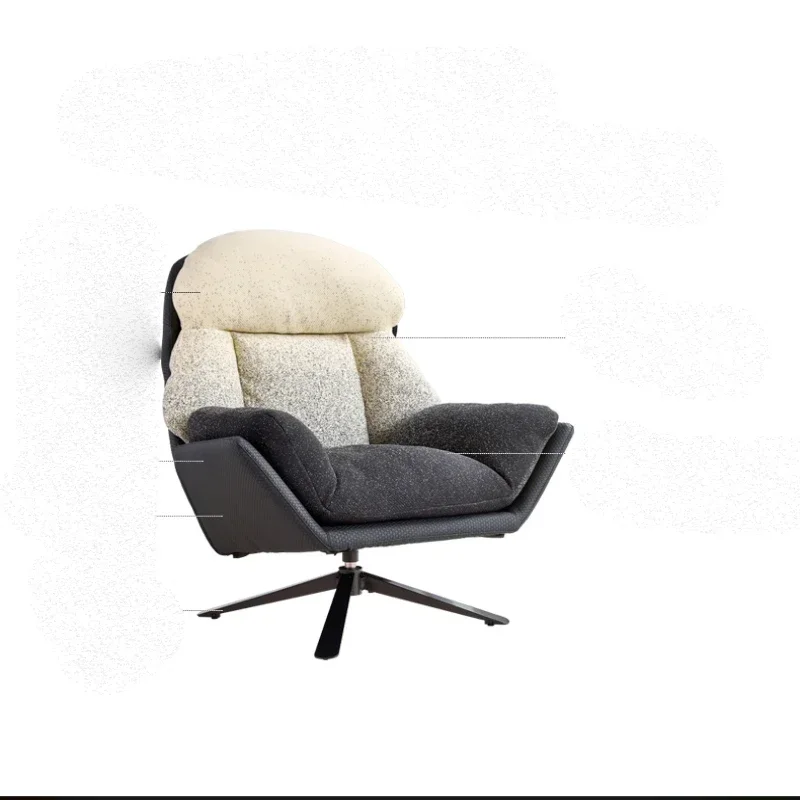 Living Room Single Chair, Nordic Cotton Linen Rotating Leisure Chair, Extremely Simple Human Sofa