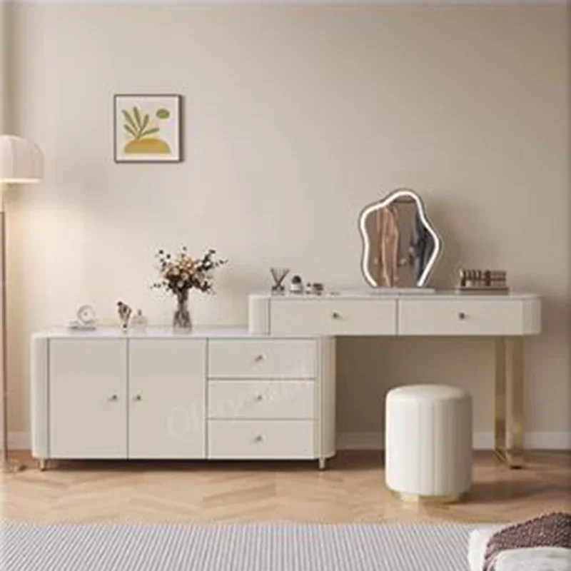 Tocadores de armario minimalistas, Tocador nórdico de maquillaje Vintage, tocadores con cajón, muebles para el hogar de estilo crema, Tocadores TYDT