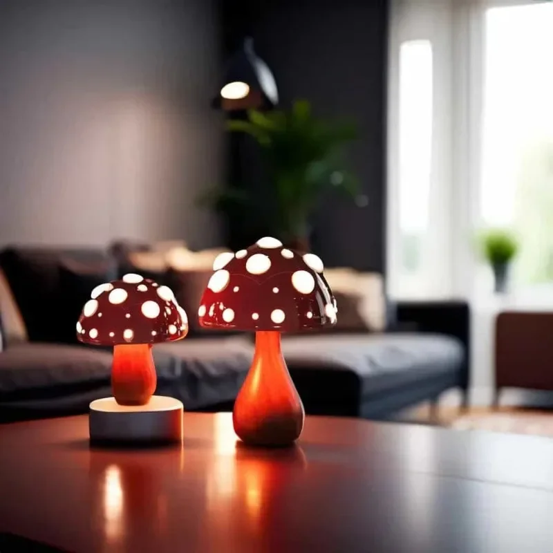 2024 Newest Christmas Atmosphere Mushroom Decorative Night Lights of large + small set  for living Room