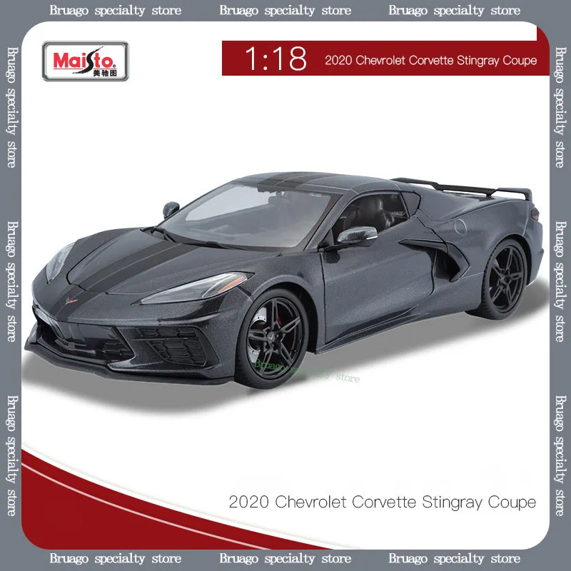 

Модель спортивного автомобиля Maisto 1:18 2020 Chevrolet Corvette Stingray Coupe серая из сплава