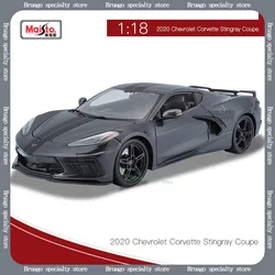 Maisto 1:18 2020 Chevrolet Corvette Stingray Coupe Grey Simulation Alloy Sports Car Model Collection Ornament Toy Boy Gift