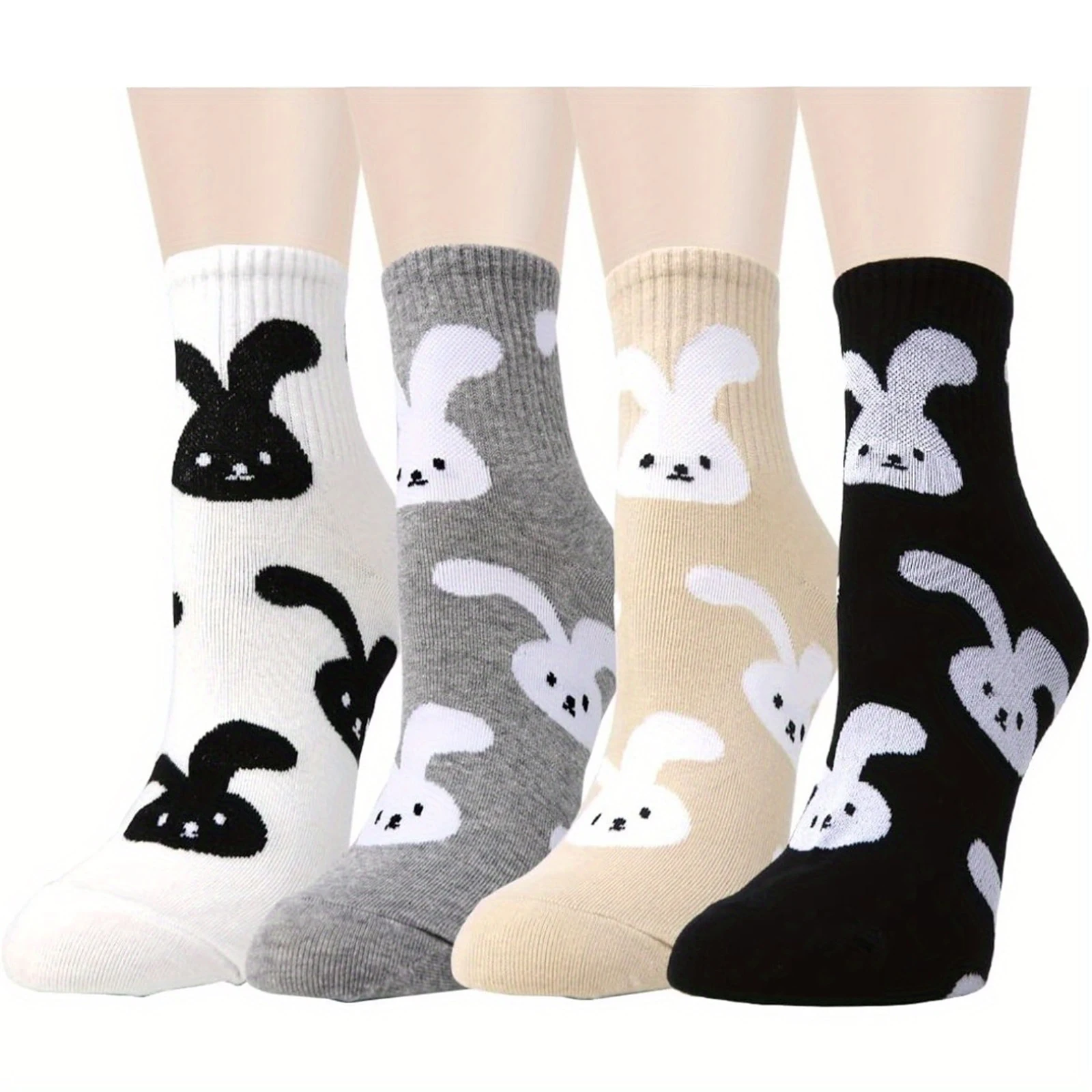 Rabbit Cartoon Pattern Mid-Calf Socks Kawaii Cute Warm Socks Home Soft and Comfy Sleep Sockings Daily Wear Socks Easter Gift