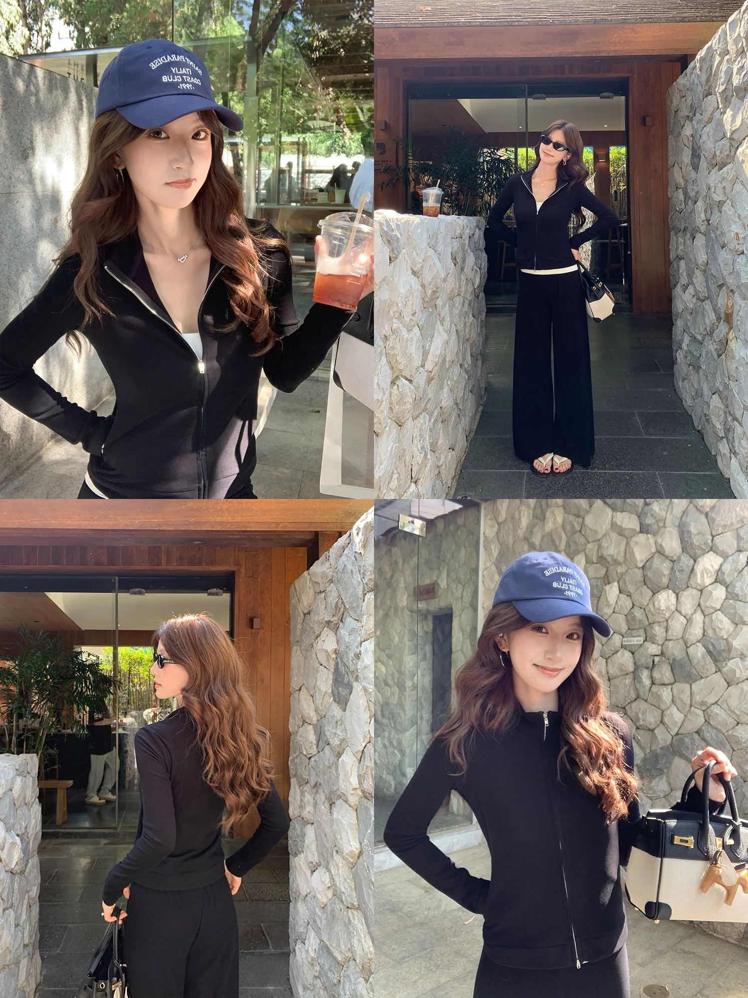 

Комплект Pusumede Zurich S: худи на двойной молнии и женские свободные брюки с широкими штанинами, повседневный комплект с высокой талией, весенний модный комплект