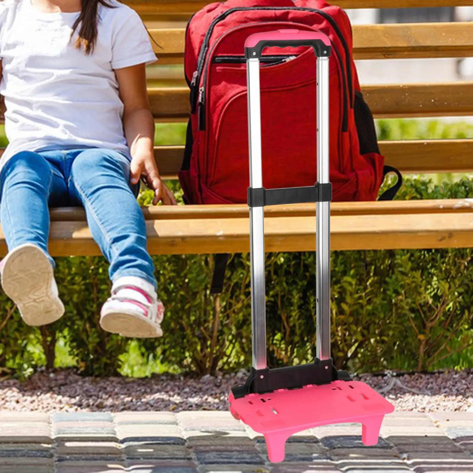 Backpack Hand Truck Backpack Trolley Foldable Telescopic Rod,2 Wheels Pink Folding Trolley Cart Wheeled Hand Trolley for Kids view 6