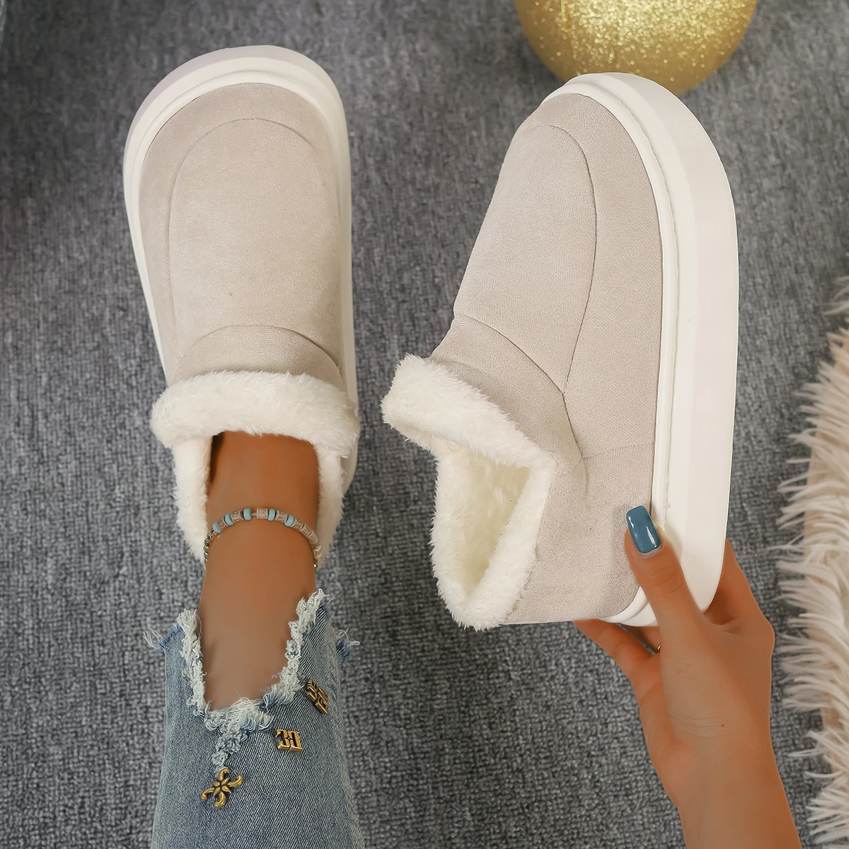 Buty damskie 2024 Nowa moda zimowa Buty codzienne dla kobiet Płytkie niskie obcasy Okrągłe palce Jednolity kolor Plus Size Zapatos De Mujer