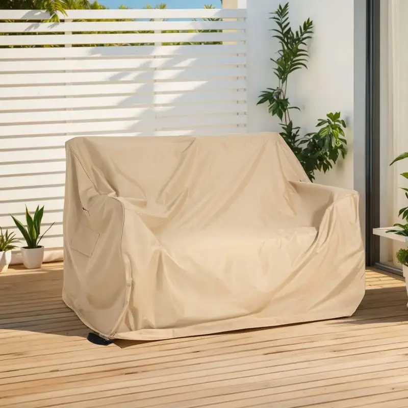 

Outdoor Loveseat Sofa Cover, Beige Waterproof Furniture Protector, UV Resistant, Weatherproof, Fits Most Sofa Sizes