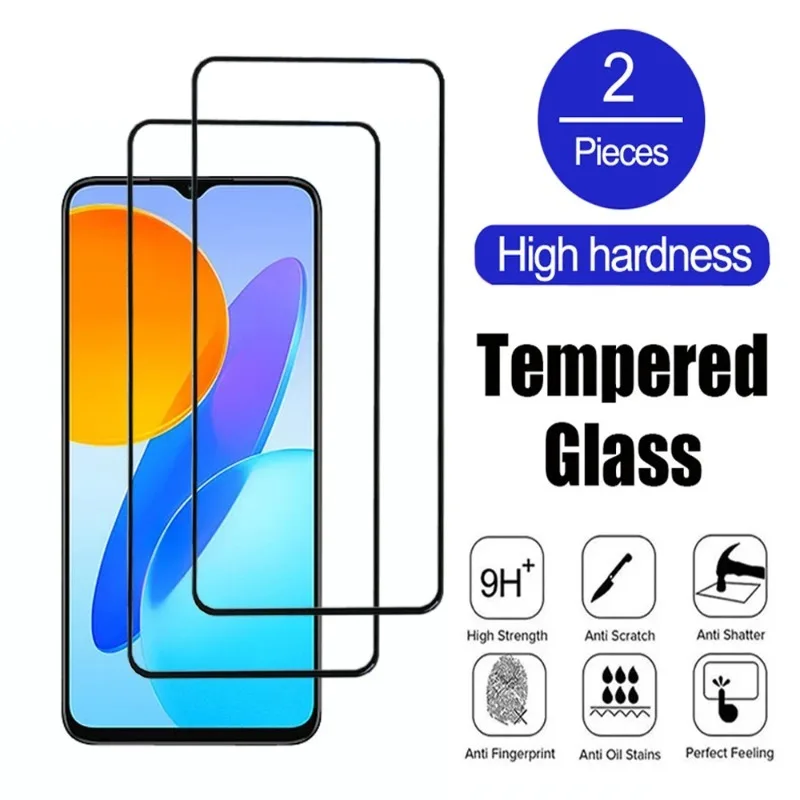 2 Stück 9D Vollflächiger Displayschutz aus Gehärtetem Glas für Honor X6 X7 X8 4G 5G, Transparente Schutzfolie für Honor X6a X7a X7b X8a X8b