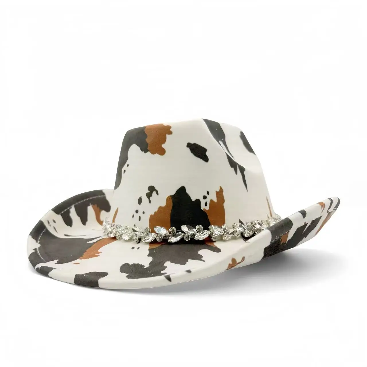 หมวกคาวบอยฮองหลวนสีกากีประดับกลิตเตอร์สำหรับผู้ใหญ่ หมวกคาวบอยประดับเพชรสำหรับผู้หญิง อุปกรณ์เสริมคอสเพลย์คาวบอยหญิง และหมวกคาวเกิร์ล