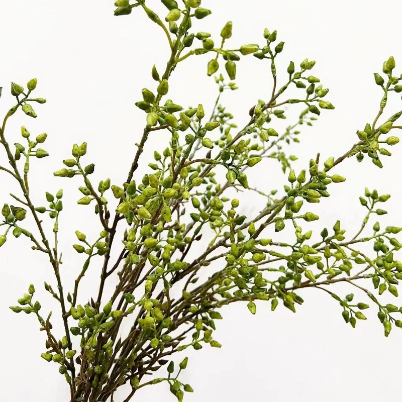 Echtes Handgefühl im nordischen Stil aus Eukalyptusfrüchten, künstliche grüne Olivenfrüchte, langer Zweig für Zimmer, Hochzeit, Tischvase, Dekoration