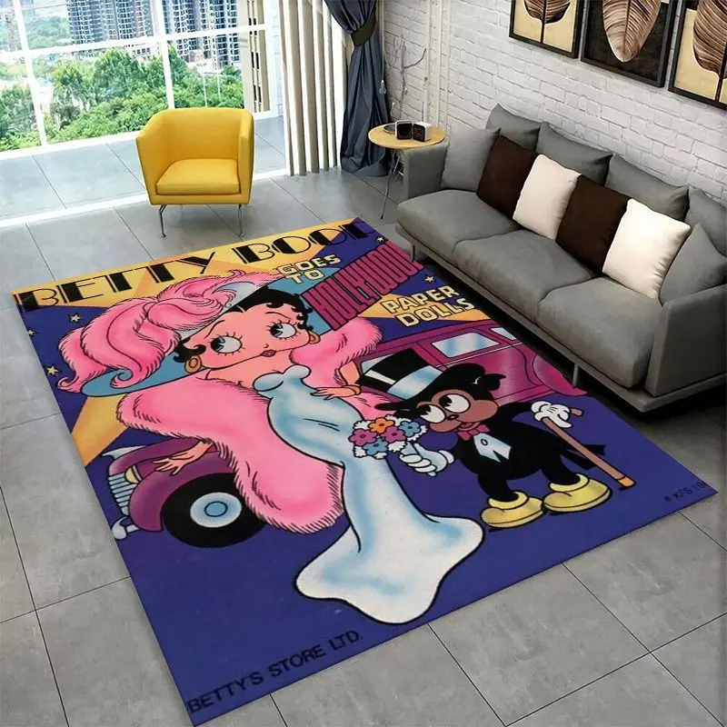 Retro Cartoon B-Betty B-Boop Cute Girl Carpet Rug for Bedroom Living Room Sofa Home Decor,Game Area Rug Non-slip Floor Mat Fest