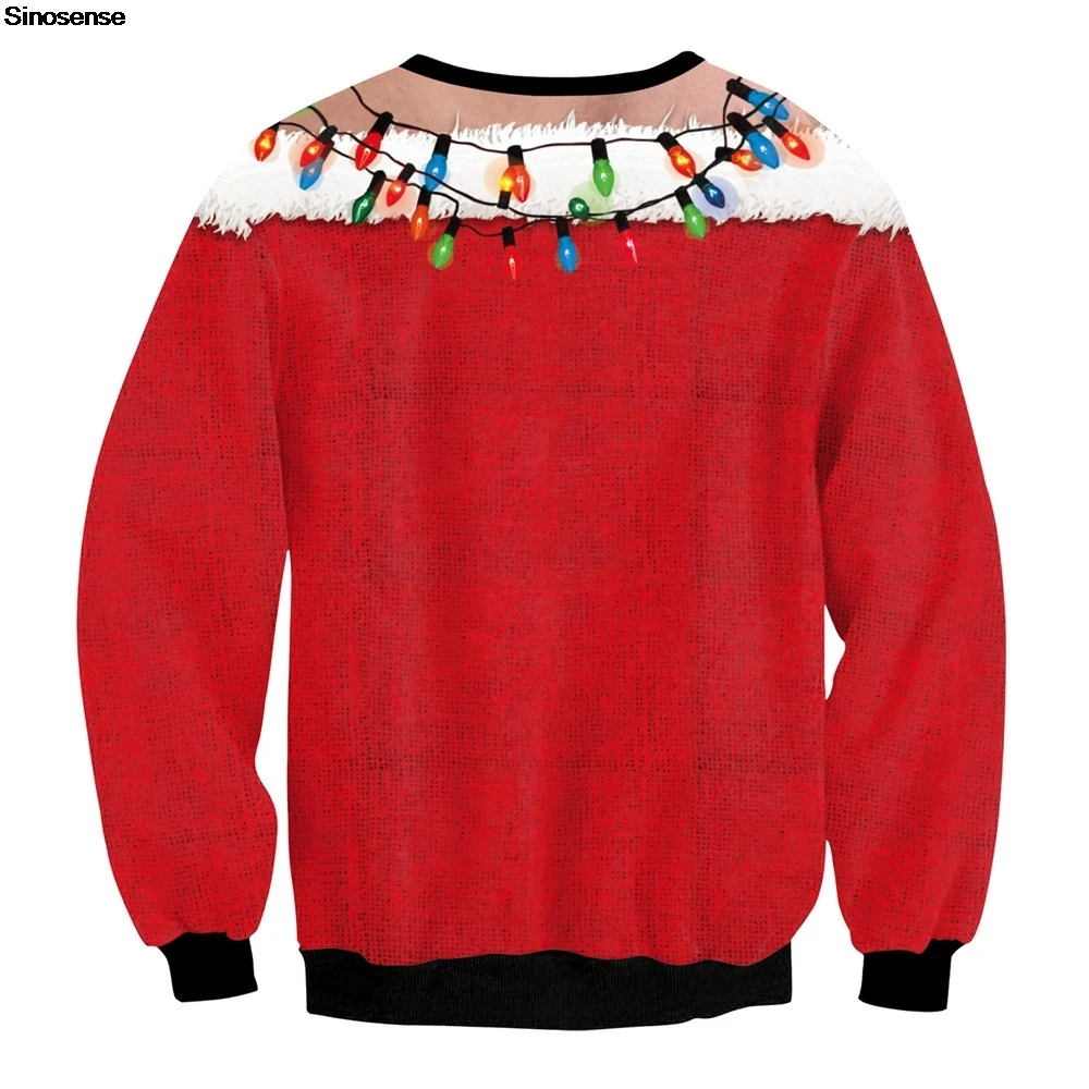 Men Women Holiday Party Sweatshirt 3D Funny Print New Year Eve Xmas Jumper Tops Unisex Pullover Ugly Christmas Sweater