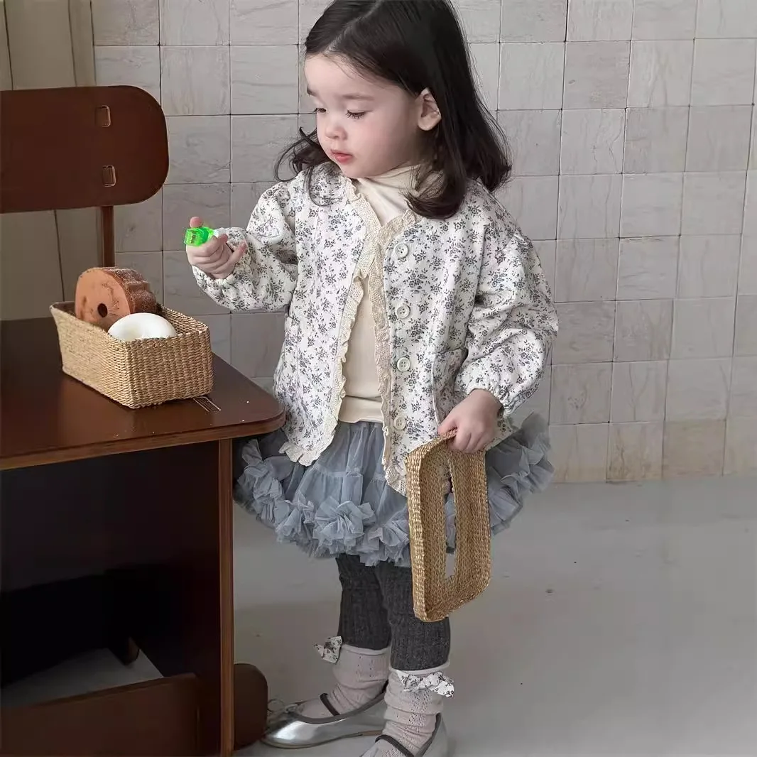 206 Autumn New Baby Long Sleeve Coat Infant Girl Floral Cardigan Cotton Toddler Princess Jacket Kids Girls Clothes