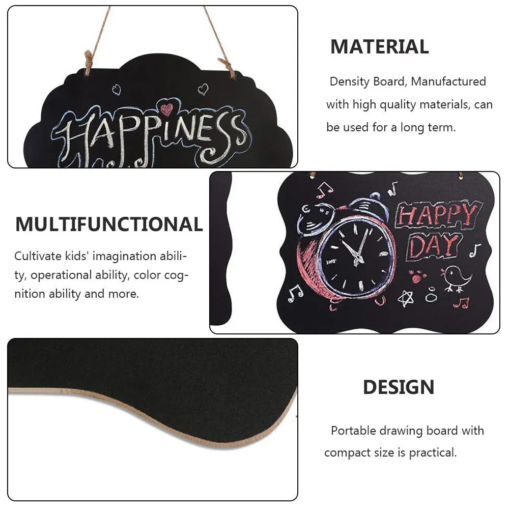 2Pcs Mini Hanging Wooden Blackboard Double Sided Drawing Board Portable Learning Writing Drawing Tool for Kids