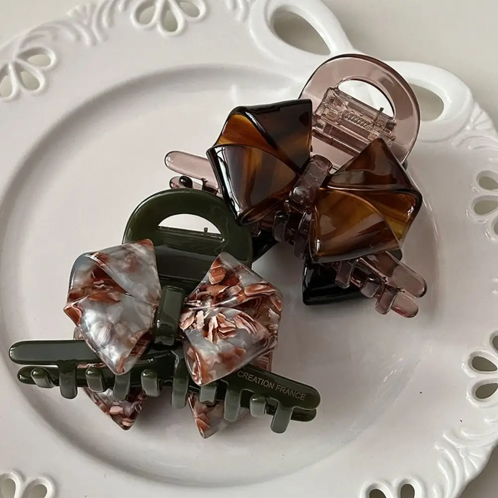 

Personalized Jelly Retro Bow Acetate Hair Claw Hair Clip Hairpin Solid Color Shark Clip Headwear Geometry Shark Clip Girls