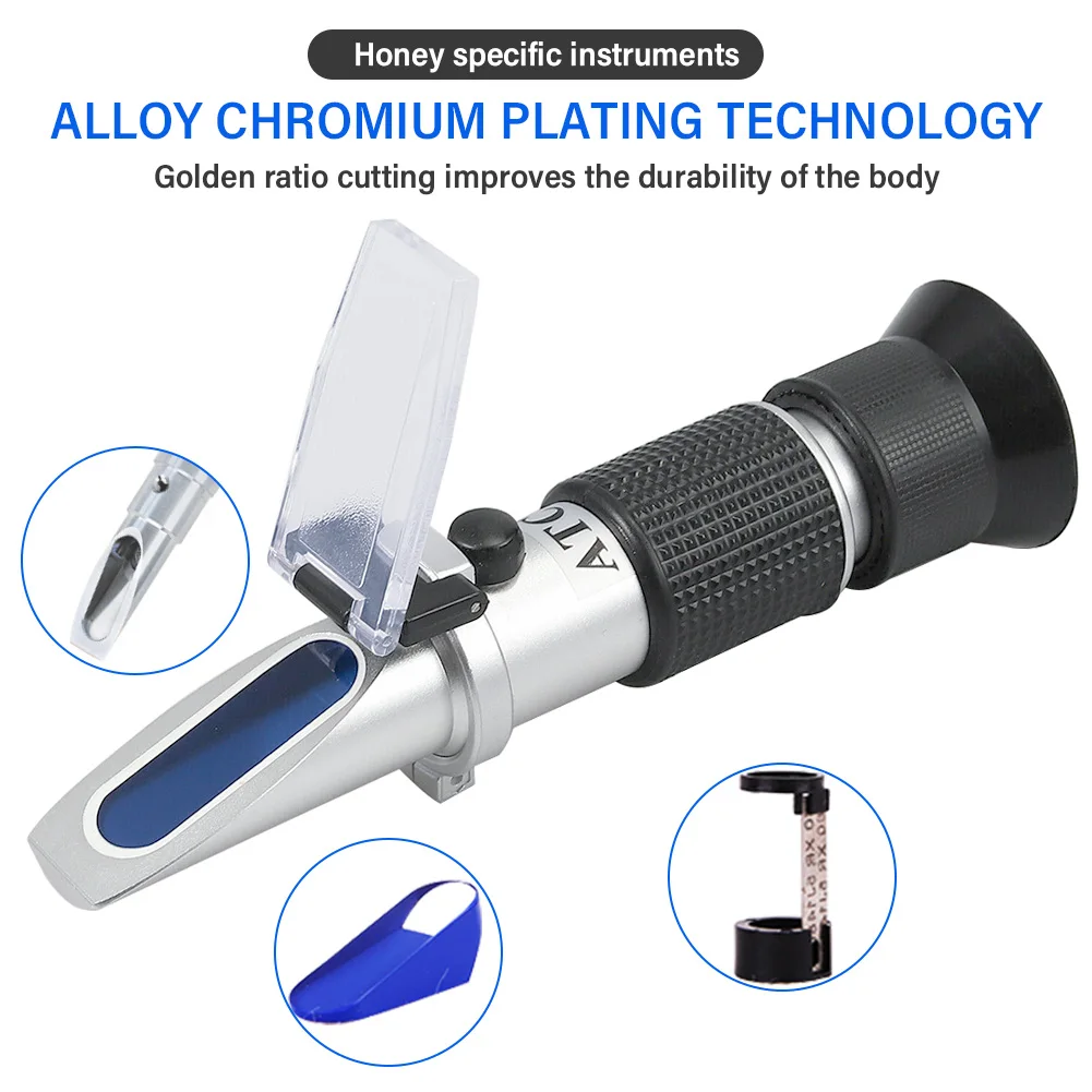 Yieryi Refractometer Honey Tester 58-90% Brix 38-43° Baume 12-27% Water Beekeeper Bee Honey Refractometer Sugar Meter