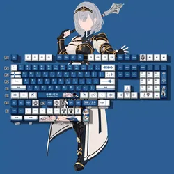 132 keys Hololive Vtuber Keycaps Shirogane Noel Key Cap PBT DYE Sublimation Cherry MX Switch Keycap Mechanical Keyboard