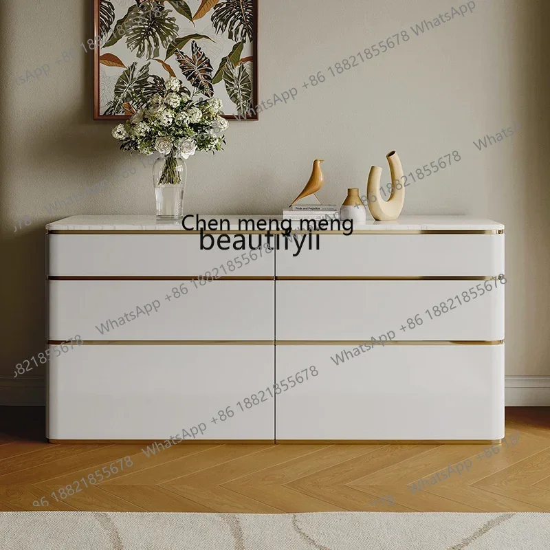 

X CQYLight luxury bedroom cream wind bedside storage cabinet modern simple living room storage porch chest