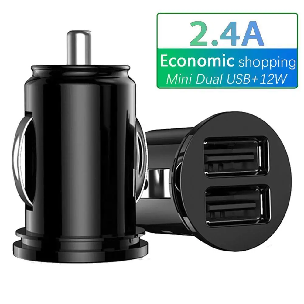 Car Charger Phone Charger Compact Cigarette Lighter USB Charger Adapter 12-24V 2-Hole USB Interface for iPhone 