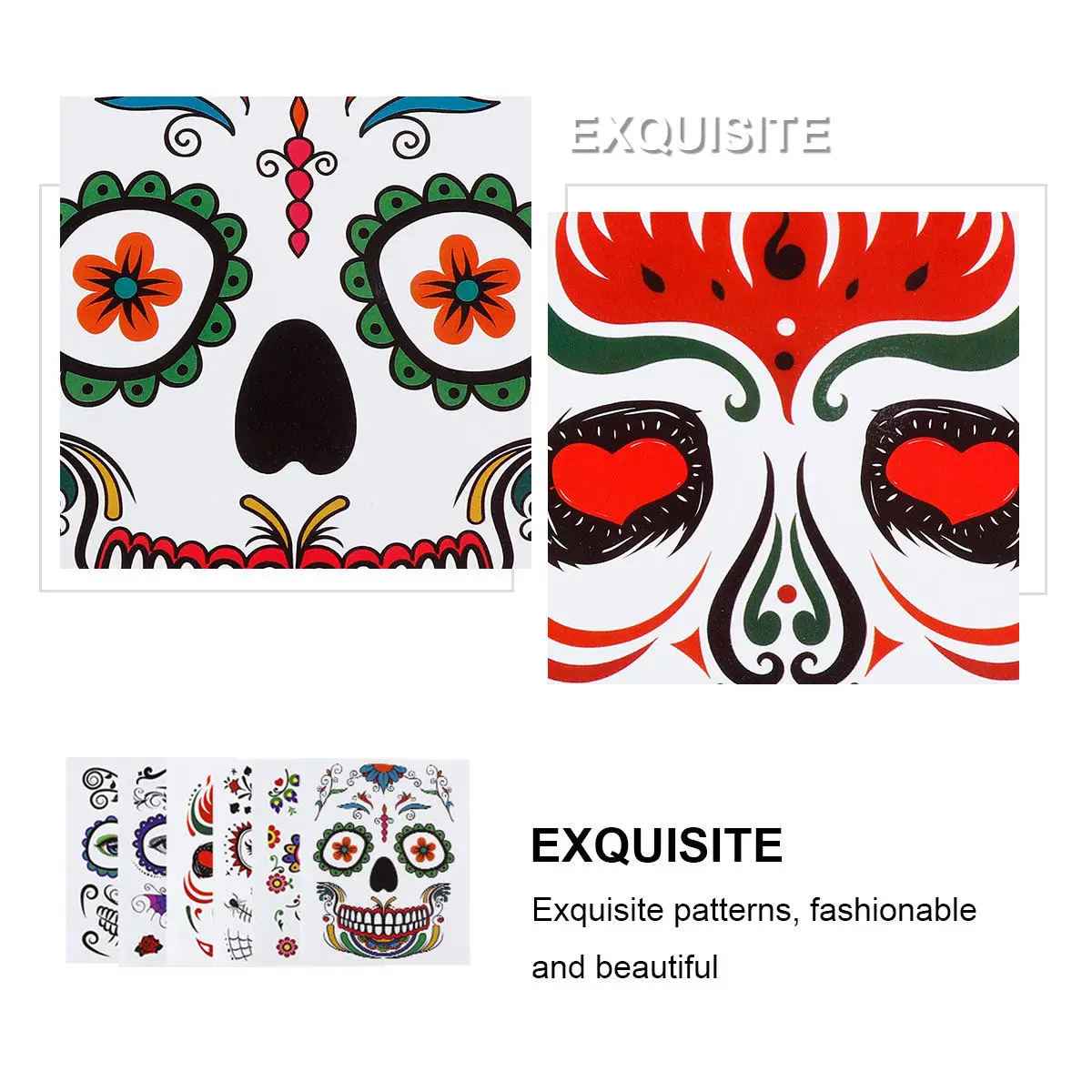 

6 шт. наклеек для макияжа лица на Хэллоуин, водонепроницаемые татуировки для тела, страшные украшения, праздничные аксессуары, костюмы для вечеринок