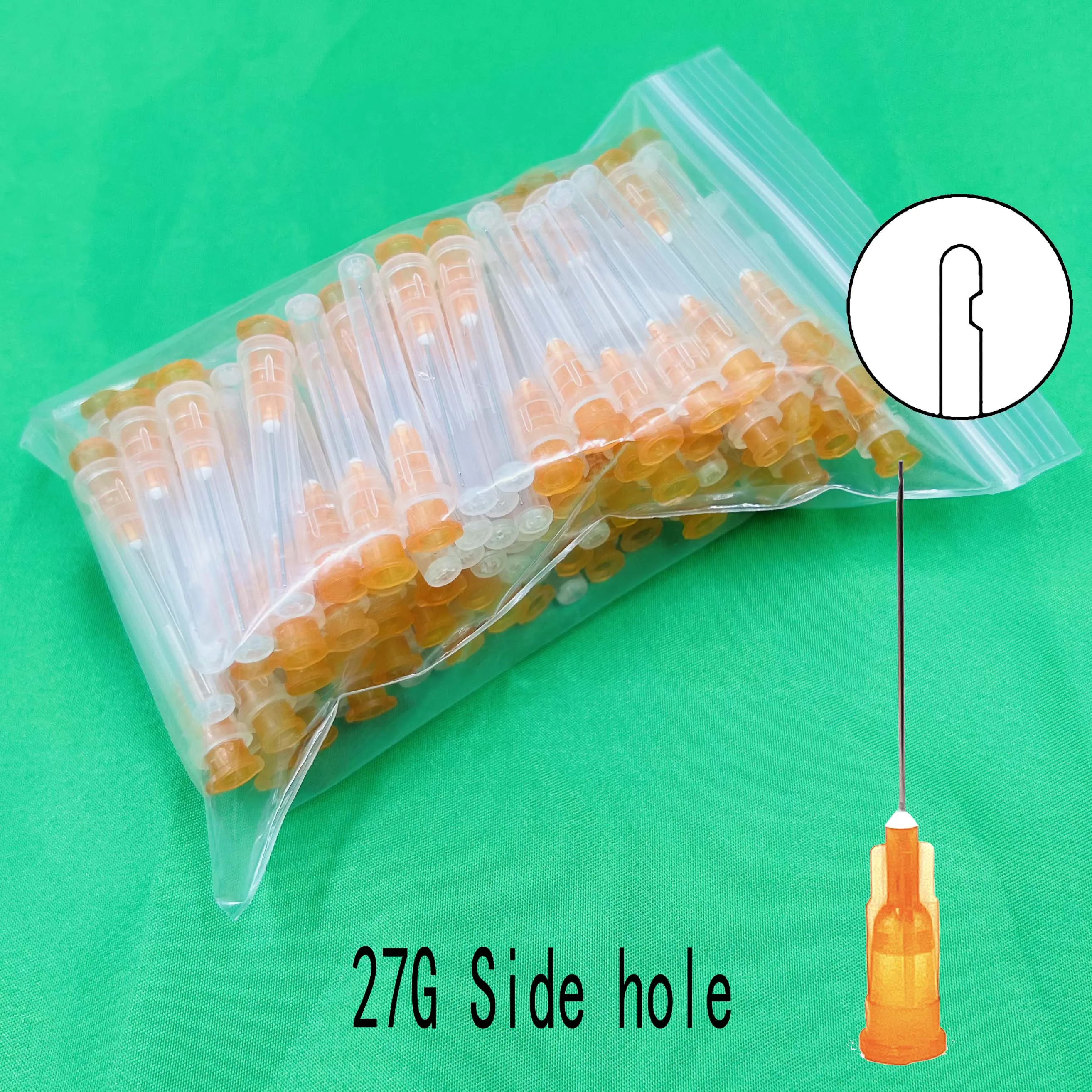 100Pcs Dental Endo Irrigation Needle Tip 27G End-Closed Side Hole Endo Syringe Root Canal Washing Needle Tip