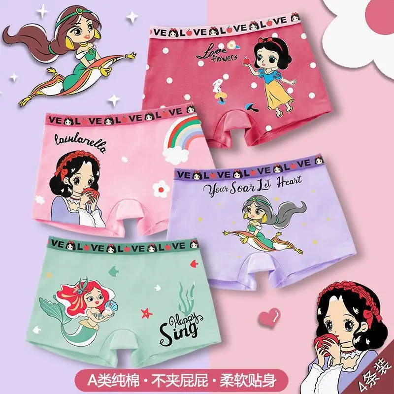 

4Pcs/lot New Miniso Disney Kids Underpant Cartoon Breathable Brie Boys Girls Underwear Cotton Boxer Shorts Christmas Day Gift