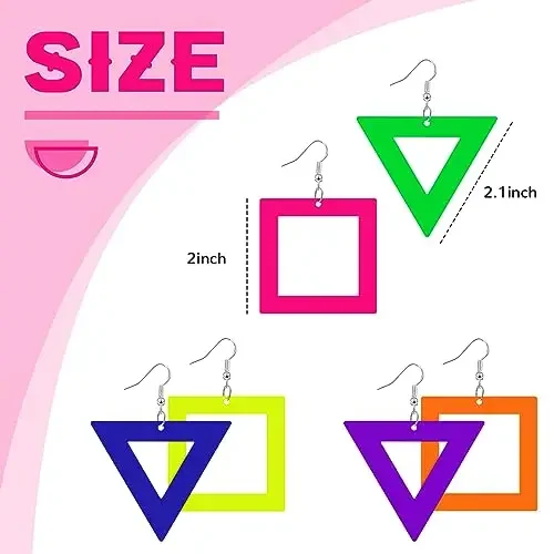 Vintage Acrylic Pendant Glitter Drop Earrings Popular Fashion Geometric Triangle Square Drop Earring Ladies Party Set Jewelry