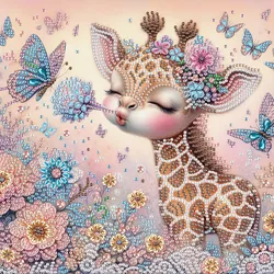 DIY Deer and flowers 5D Special Shape Diamond Art Kits for Beginners,Diamond Art Painting Kits for Home Wall Decoration Gift