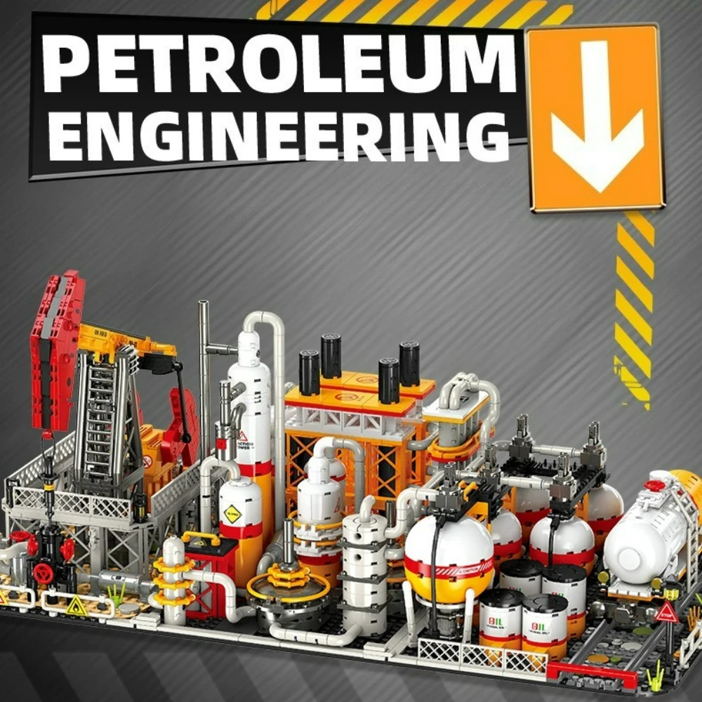 

MOC Oil Pumping Plant Model Refining Storage Cente Transport Loading Station Building Blocks Set DIY 3D Bricks Toy Children Gift