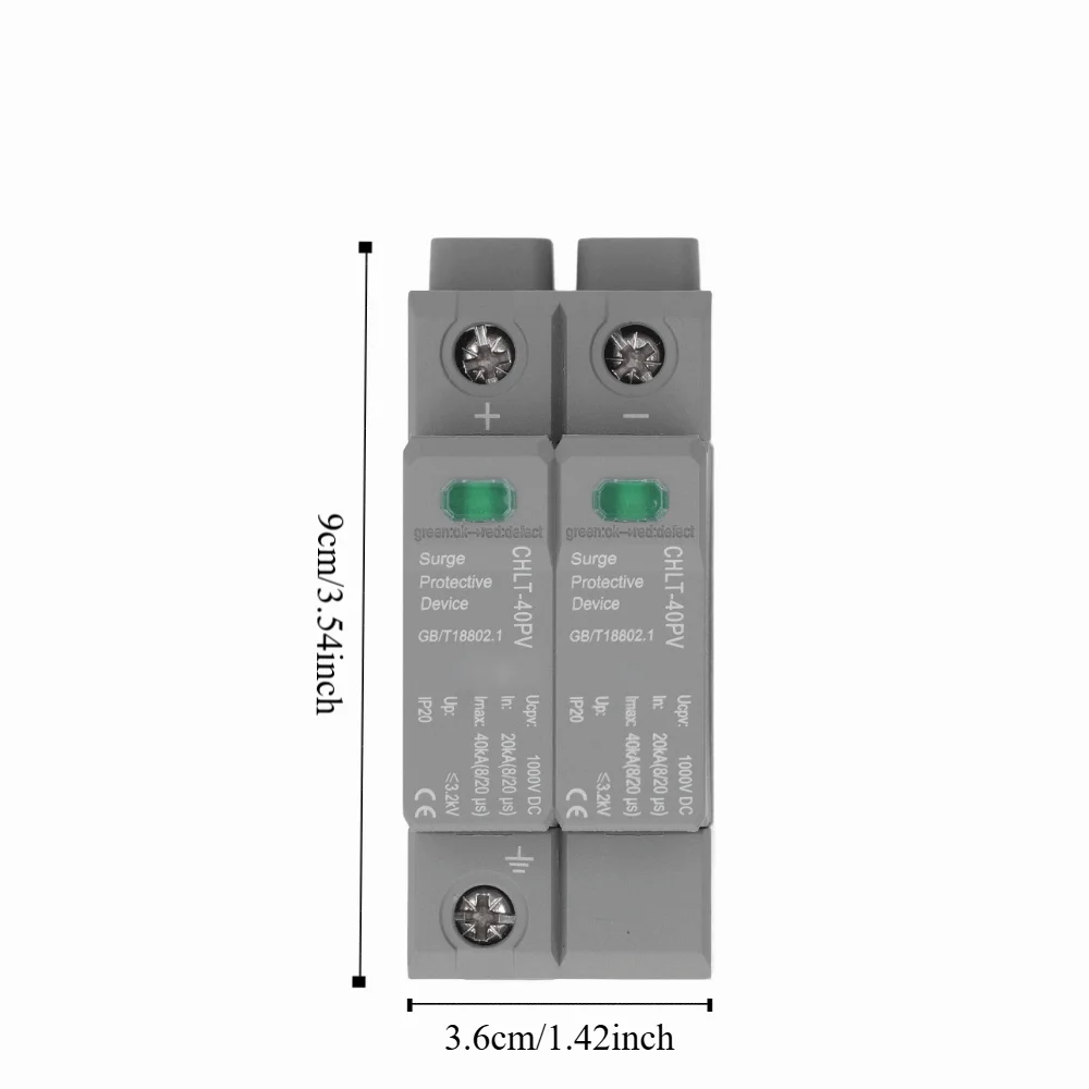 2P Surge Protective Device 20‑40KA 1000VDC Photovoltaic Voltage Protection Voltage Arrester Protect DC Applications