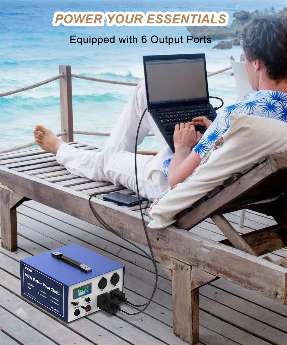 Capacity.Li 500W Portable Power Station Fast Charging 666Wh 60000 mAh 220V Solar Power Generator for Camping Car Home Backup