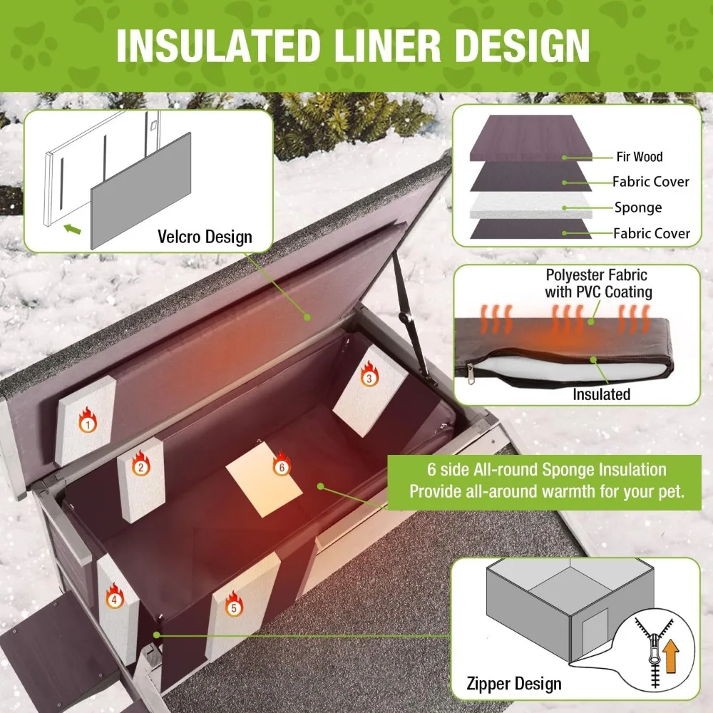 Cat House, Outdoor 100% Insulation Feral Kitty Shelter with Insulated Liner for Winter,Waterproof Heated Cat Condo, Cat House