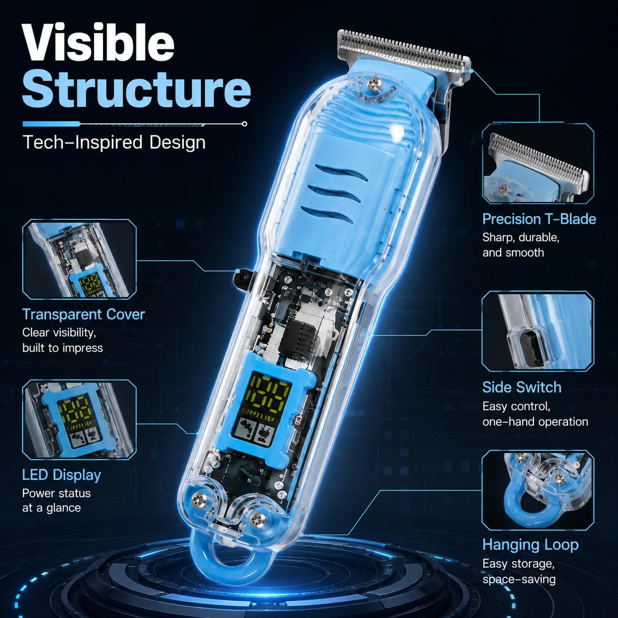 Mini Electric Hair Clipper Set, USB Rechargeable Portable Electric Trimmer, Men's Hair Clipper, Professional Trimming Tool, with 4 Guide Combs, Multi-Level Length Adjustment, Suitable for Hair, Beard, and Sideburn Trimming, Home and Travel Hair Clipper, Small Cordless Trimmer.
