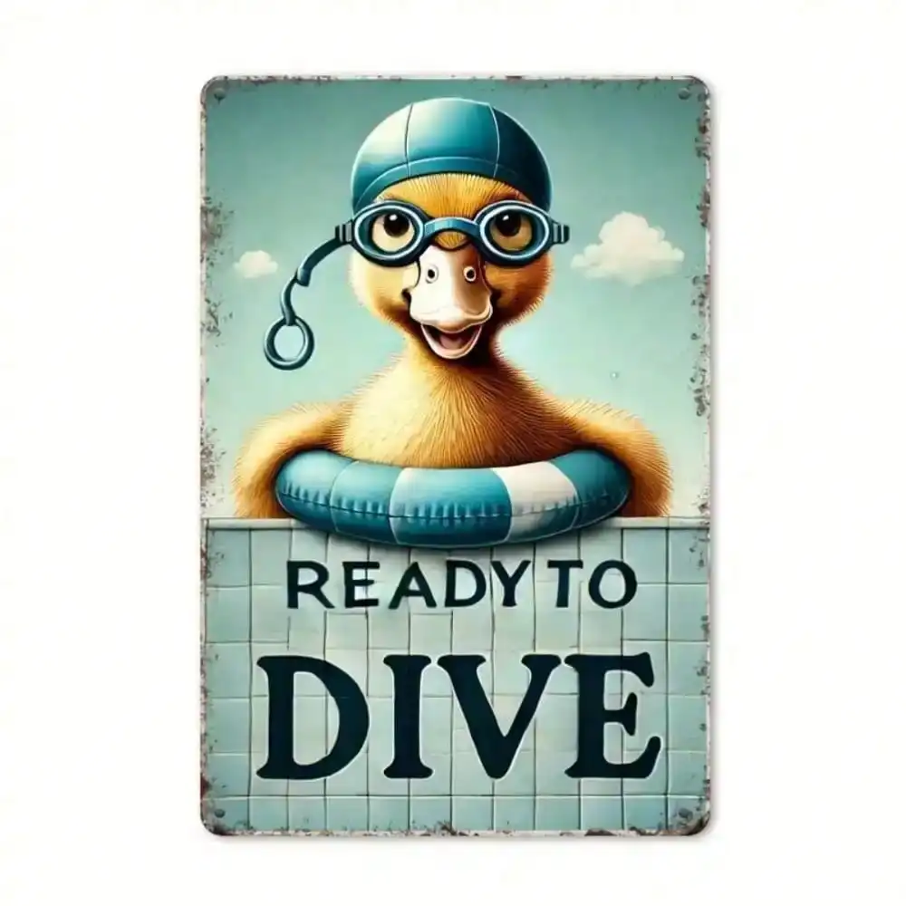 Rustproof Scuba Diving Metal Wall Art, Nautical Pool Decor with Life Vest & Goggles, Gift for Commercial Spaces