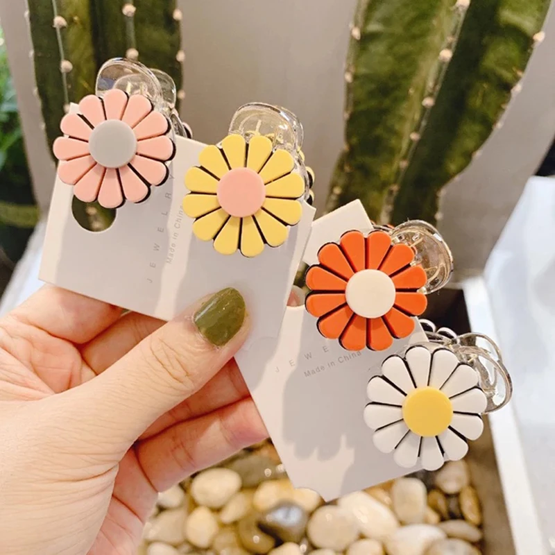 1Pcs ดอกไม้ที่มีสีสันคริลิค Hairpin สาว Sunflower Headwear คลิปผม Barrettes ผู้หญิงสาวเล็ก Claw ผมตกแต่งเครื่องมือ