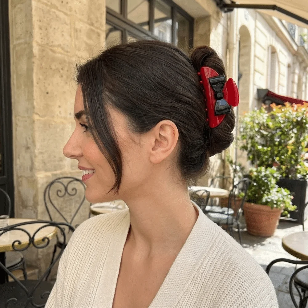 

Fashion Acrylic Bow Hair Claw Headdress Red Bowknot Claw Clip Large Korean Style Acetate Shark Clip Hair Accessories