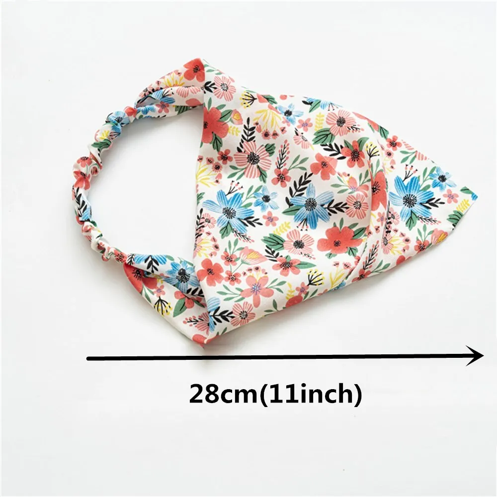 Summer Floral Printting Hair Scarf Scrunchies Vintage Triangle Bandanas Headband Elastic Hair Bands Turban Women Hair Accessory