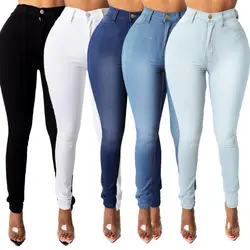 High Elastic Women Trousers High Waist Skinny Fit Denim Jeans with Zipper Fly Pockets for Women Streetwear Fashion Trousers