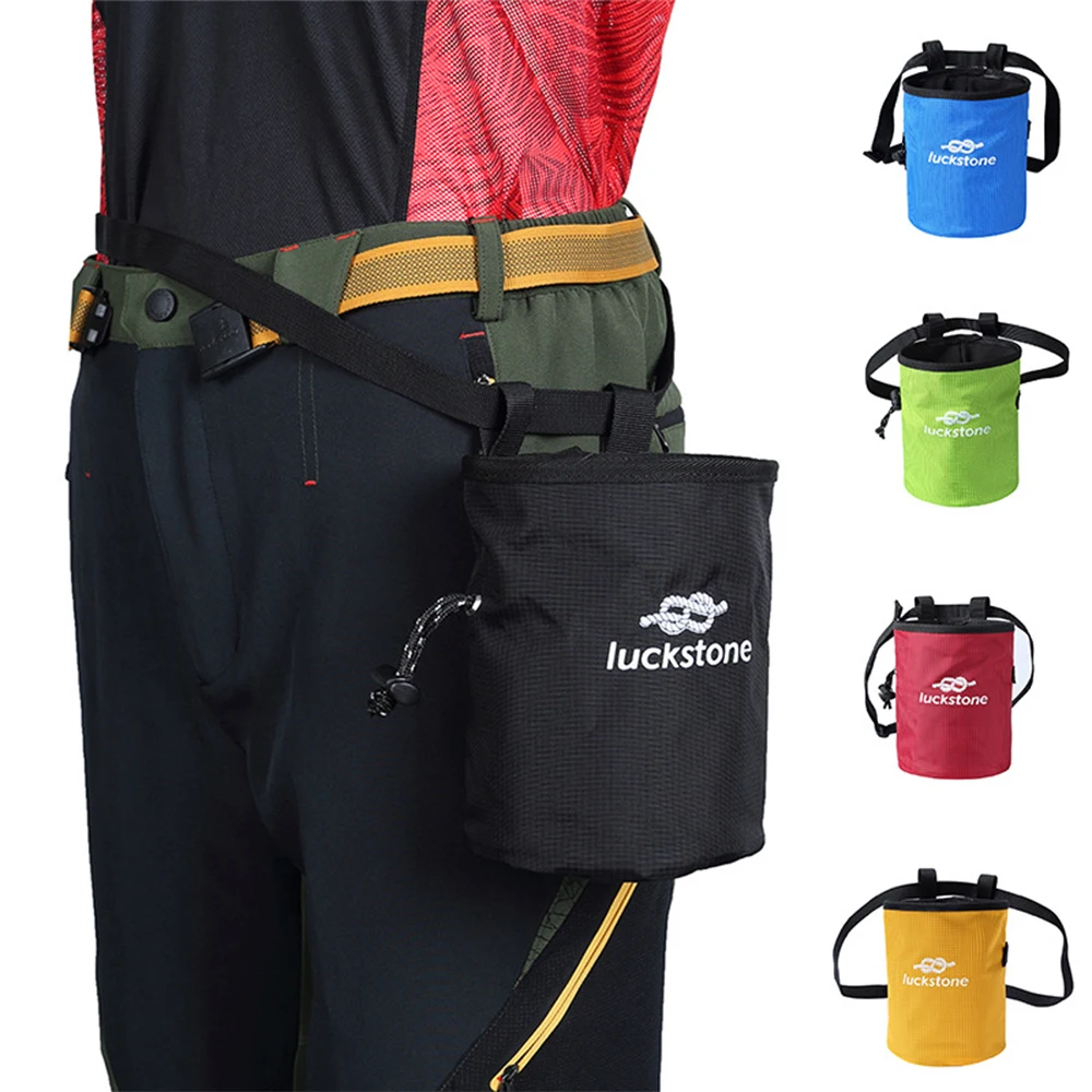 Outdoor Camping Climbing Chalk Bag with Adjustable Waist Belt and Brush for Rock Climbing Magnesium Powder Storage Pouch