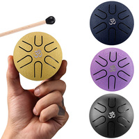 HLURU 3 Inches Steel Tongue Drum 6 Notes Hand Held Ethereal Drum Zen Meditation Tool Spirit Exercise Percussion Instrument Toy
