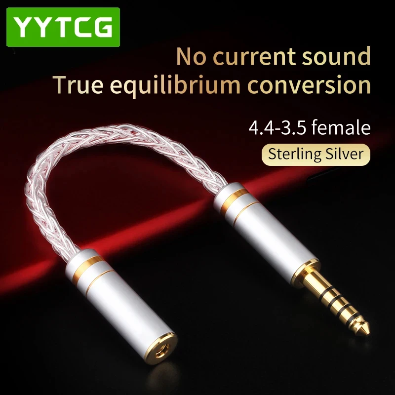 YYTCG الفضة النقية موصل محول 2.5/3.5/4.4 مللي متر ذكر إلى 2.5/3.5/4.4 مللي متر أنثى كابل تحويل الصوت المتوازن