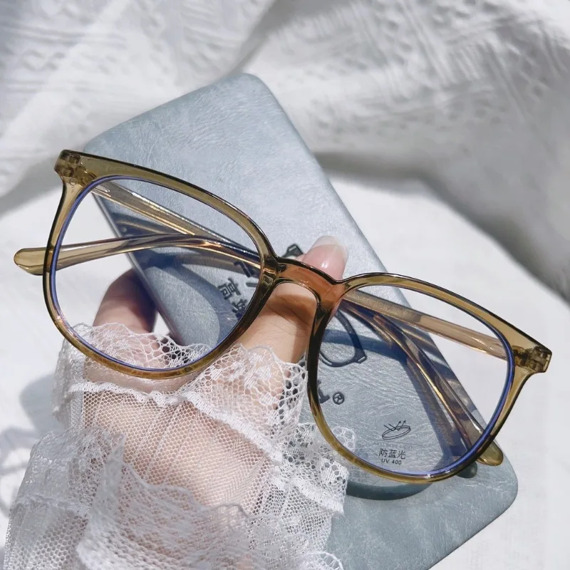 ファッションビッグスクエア透明フレームメガネ抗ブルーライト眼鏡女性男性コンピューターアイプロダクションプレーンメガネ