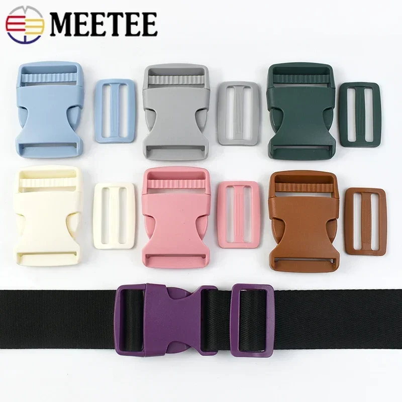 5Sets 38mm Quick Release Buckles For Backpack Webbing Strap Plastic Ring Clasp Dog Collar Belt Tri-Glide Slider DIY Accessories