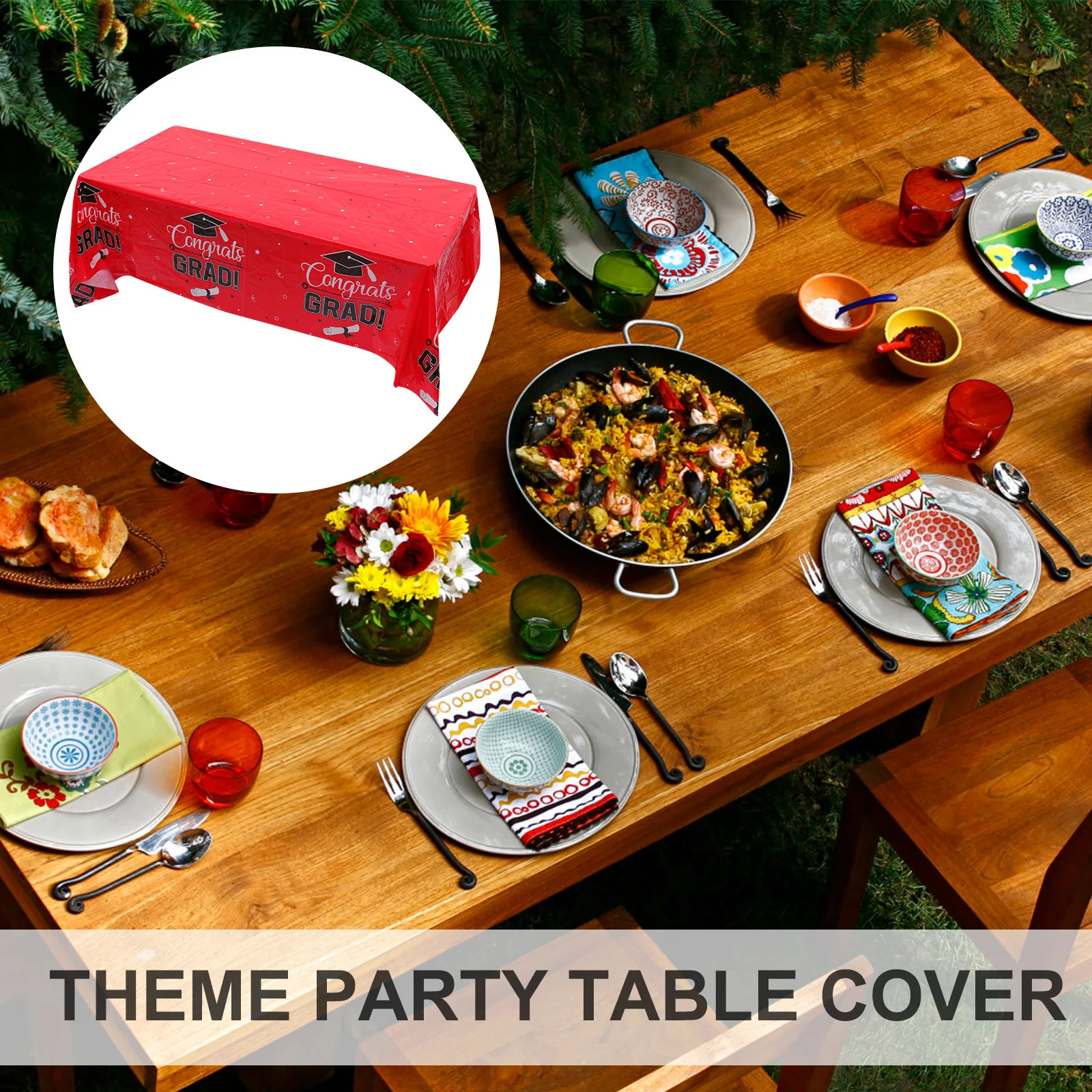 

Graduation Theme Tablecloth Premium Pe Wear-Resistant Decorative Table Cover Party Decoration Graduation Table Decor Buffet