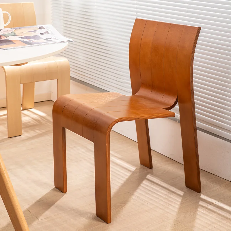 LMM1 antique dining chair home backrest retro solid wood black dining room simple chair