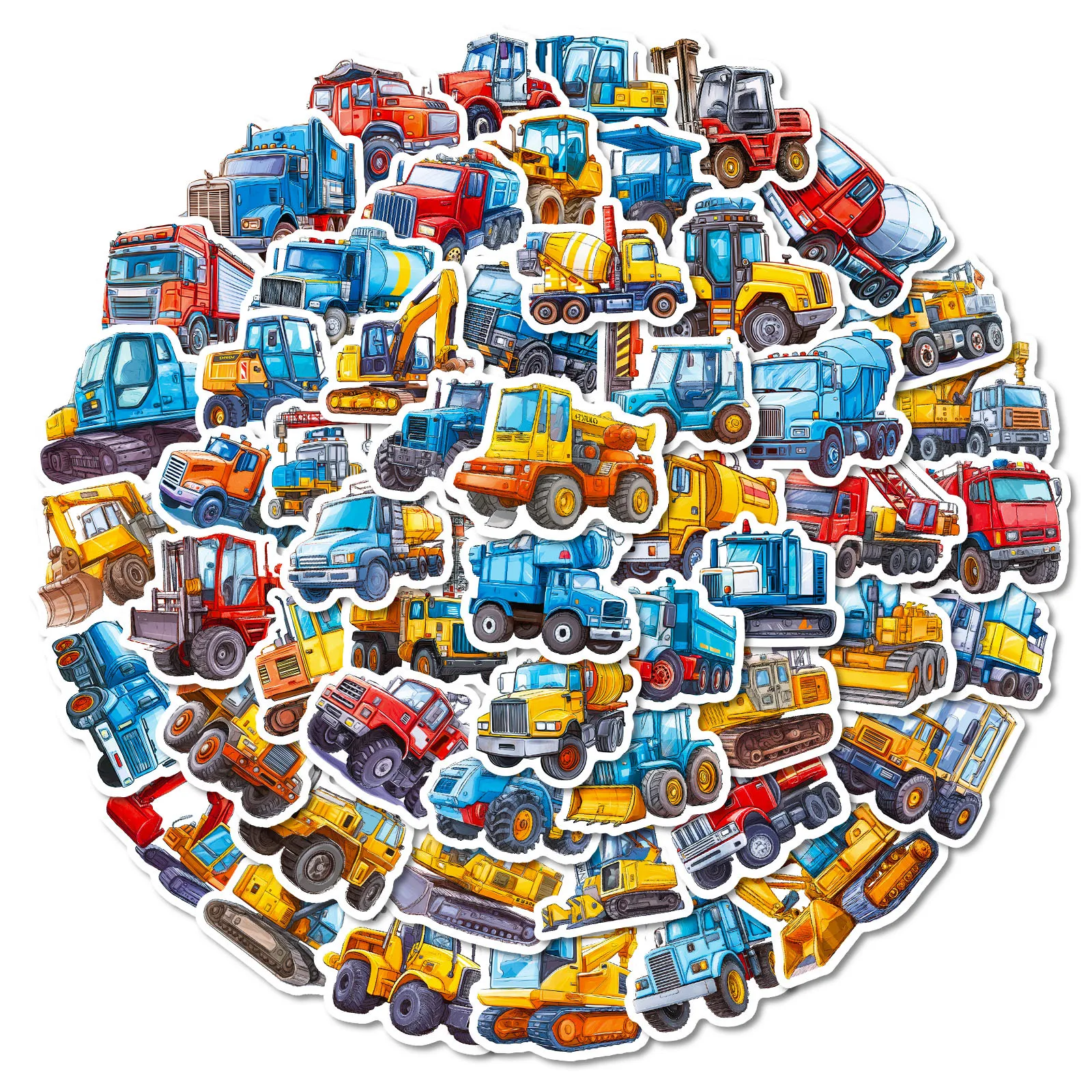 10/30/56PCS Cartoon Bau Engineering Fahrzeuge Aufkleber DIY Telefon Laptop Gepäck Skateboard Graffiti Aufkleber Spaß für Kind