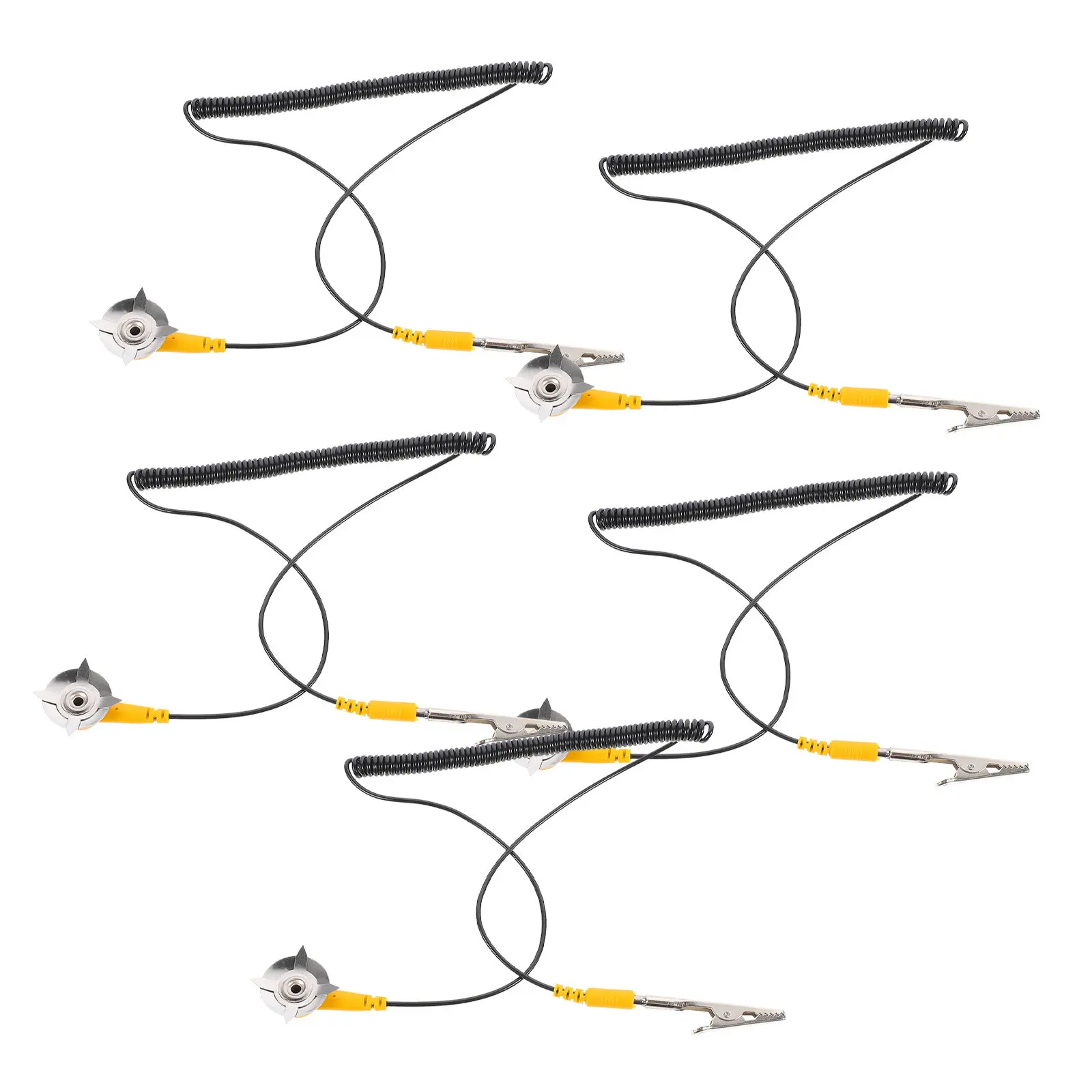 5Pcs Anti-Static Ground Wire PVC Esd Cable with Star Claw Crocodile Clamp for Electronic Repair Maintenance Esd Grounding Wire